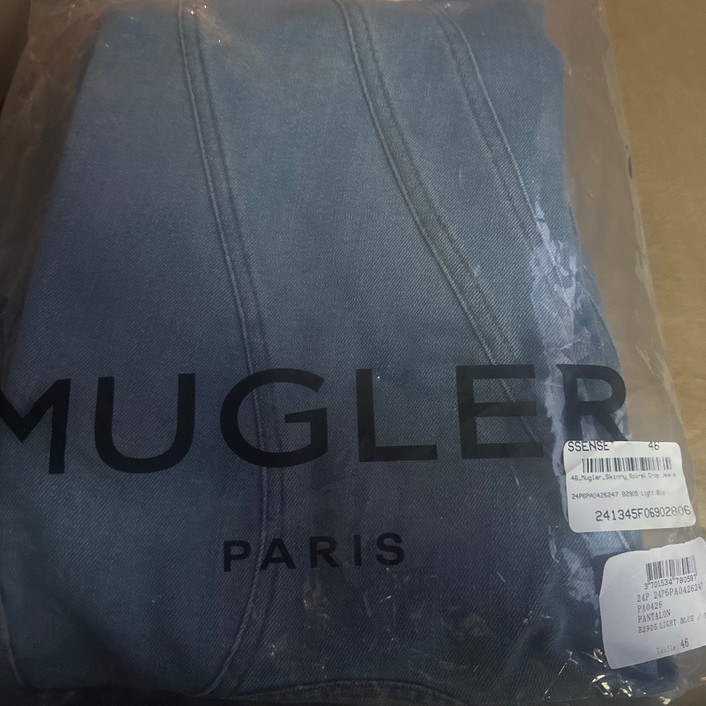 Mugler blue spiral crop jeans